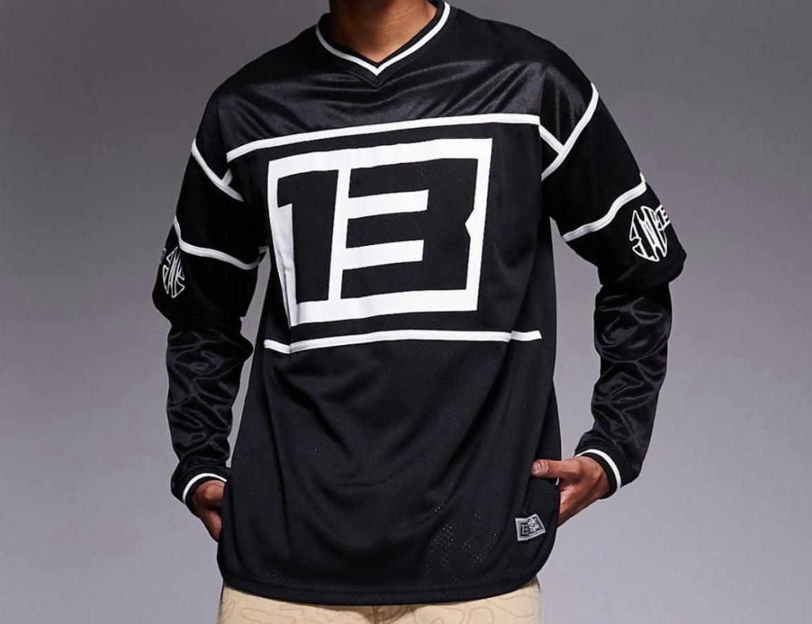 Liquor N Poker Varsity Long Sleeve Tee in Black