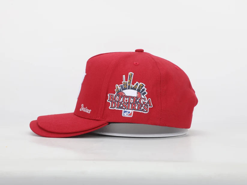 Bottega Desires Double Brim Fitted Hat in Red