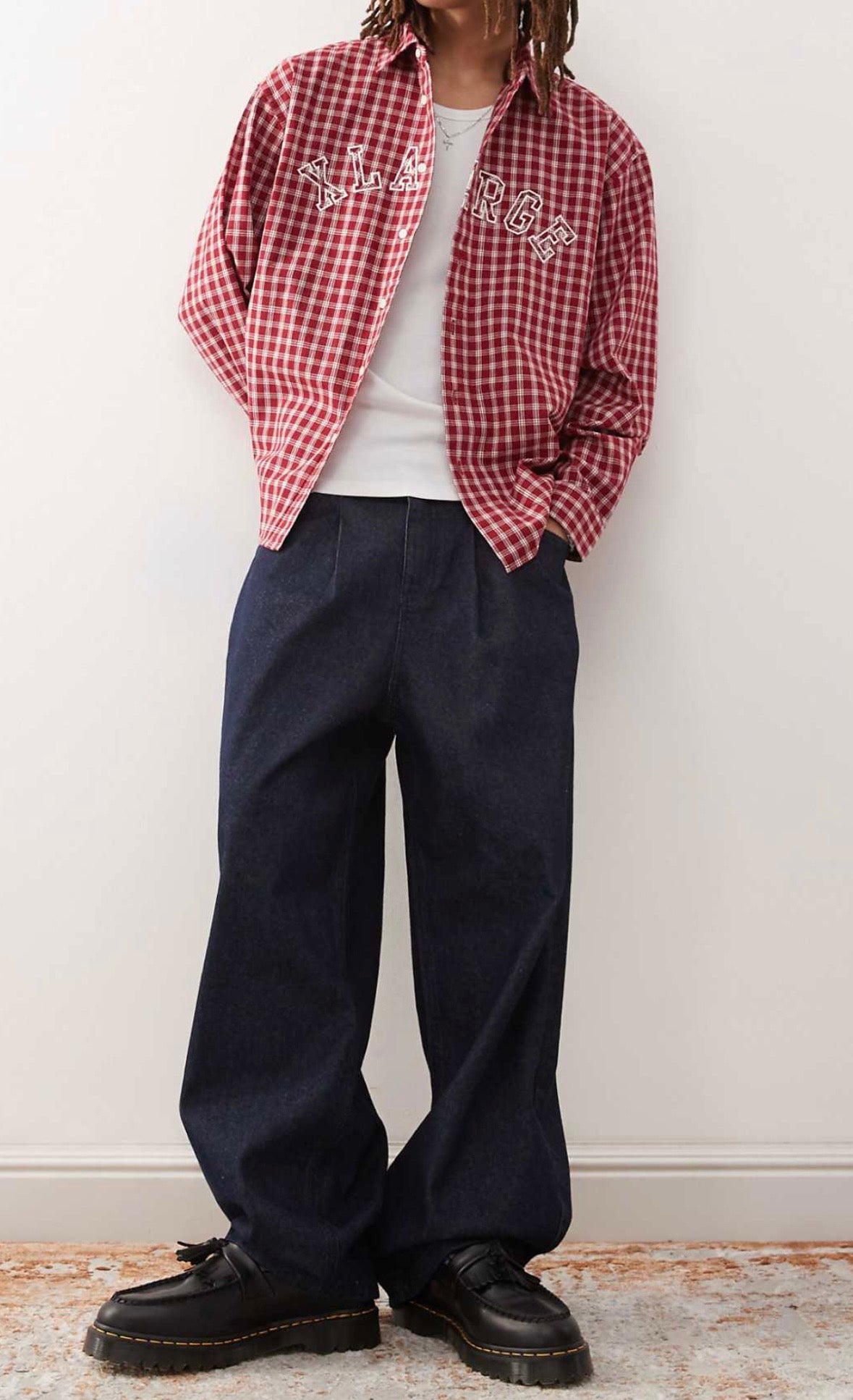 XLARGE shirt with embroidered logo in Red check