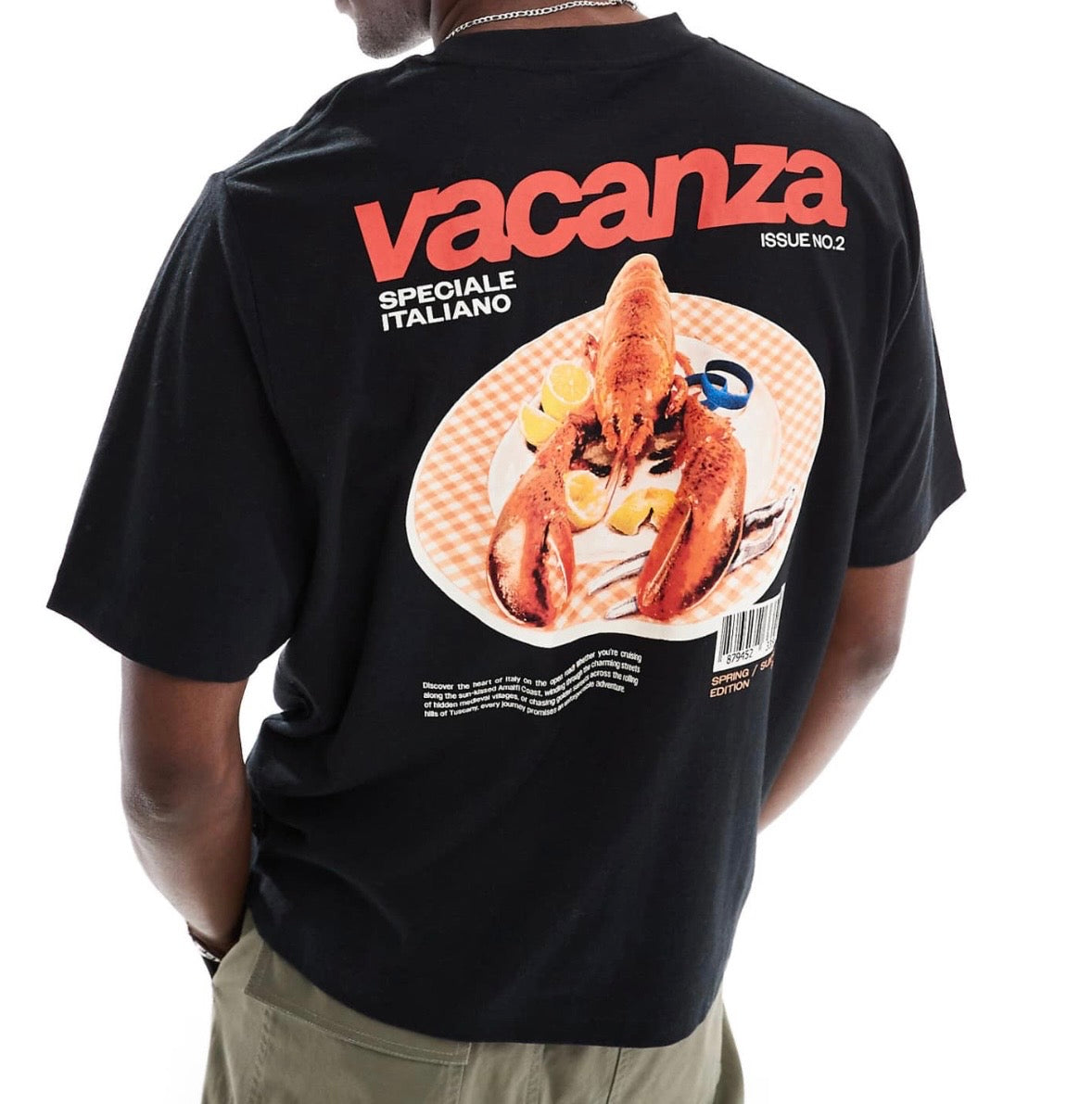 Cotton On cropped fit Vacanza graphic tee in Black