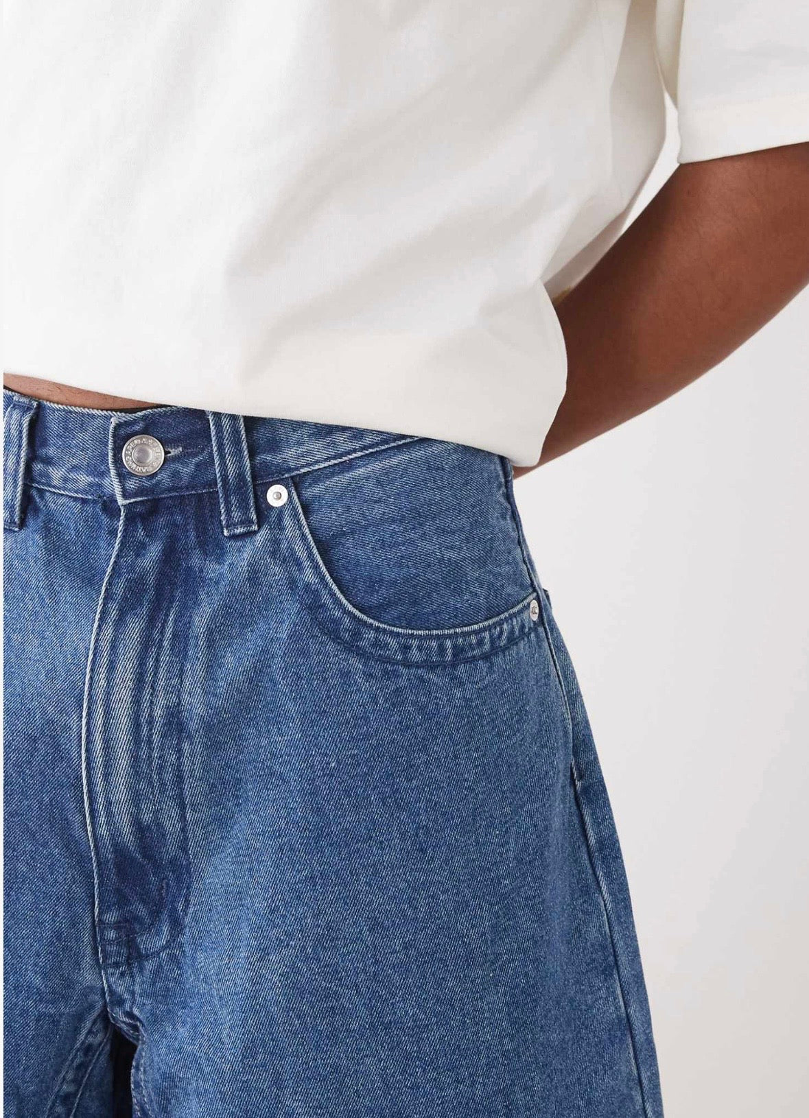 AAPE by A Bathing Ape denim shorts with logo embroidery in Light Blue wash