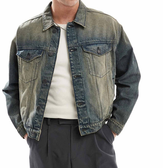 Cotton-On Grunge Denim Jacket in y2k washed blue