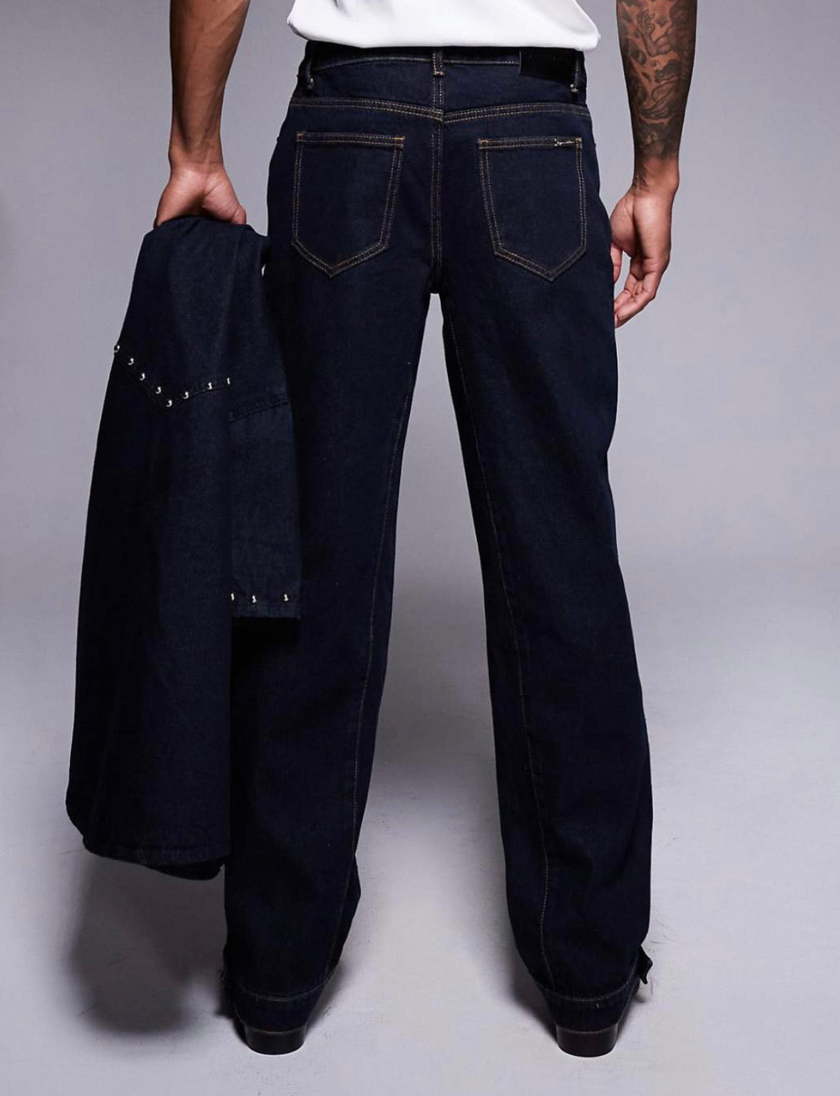 Liquor N Poker stud jeans in Indigo