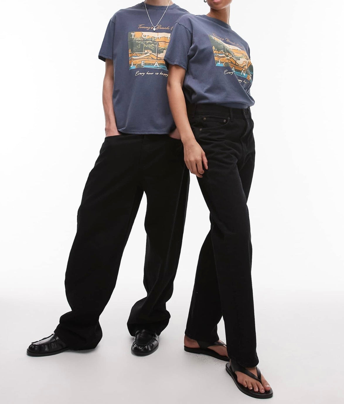 Tommy Jeans Unisex beach club graphic tee in Navy