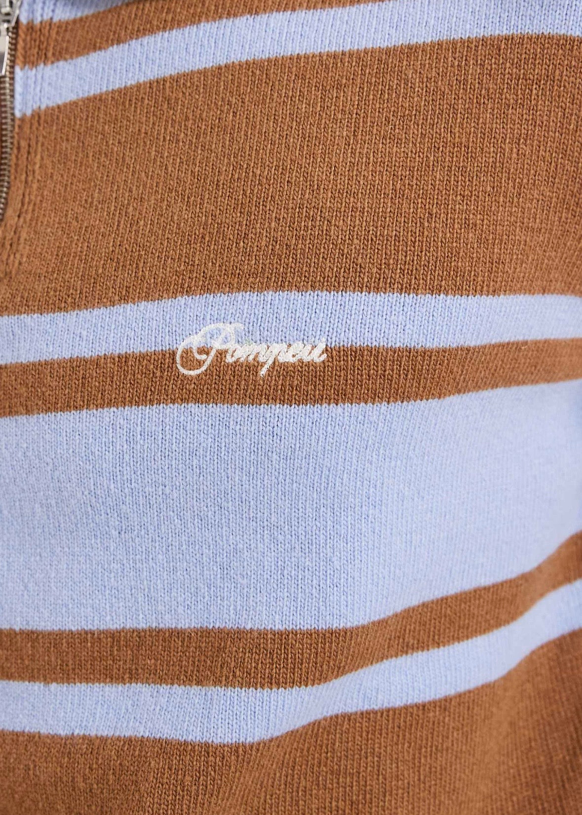 Pompeii striped knitted zip up Rugby Polo shirt in Multi