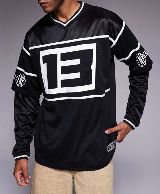 Liquor N Poker Varsity Long Sleeve Tee in Black