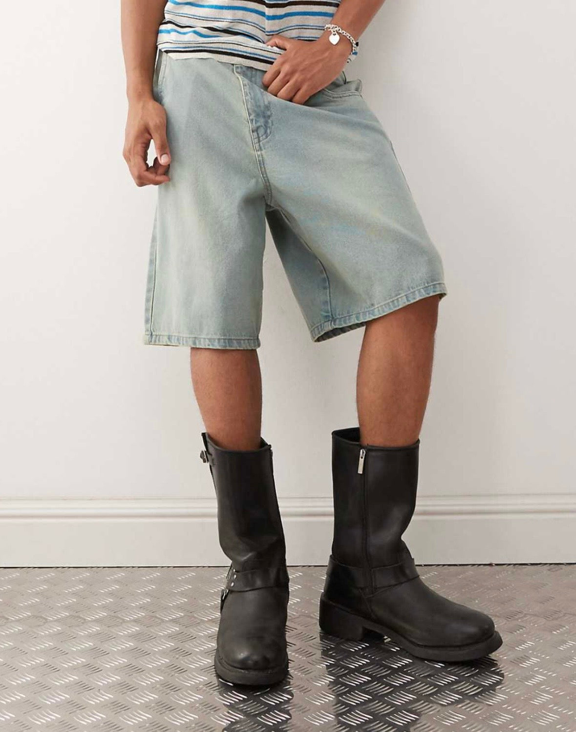 Prohibited Denim Jorts in Light Blue