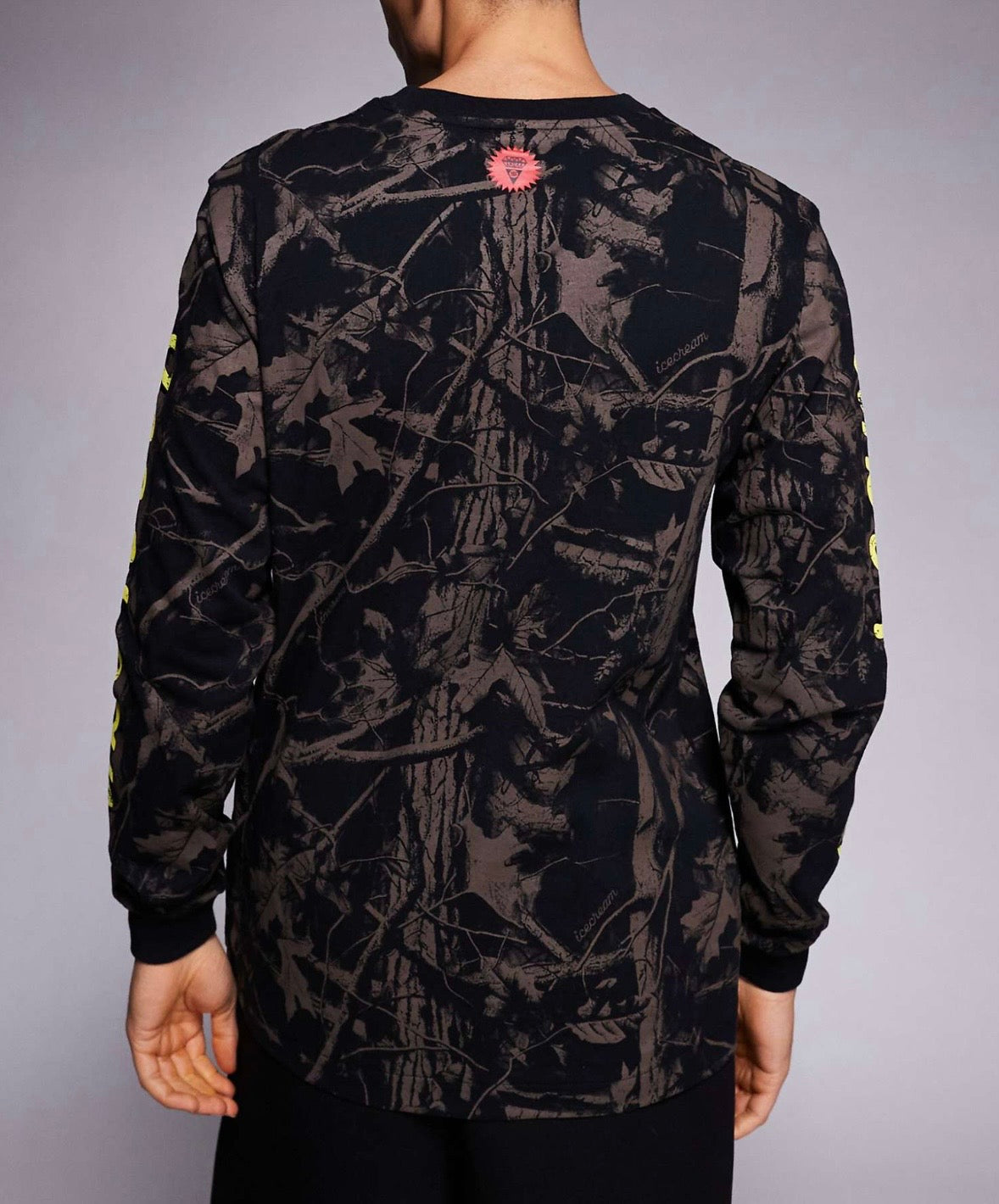 ICECREAM all over tree camo print long sleeve Tee in Black