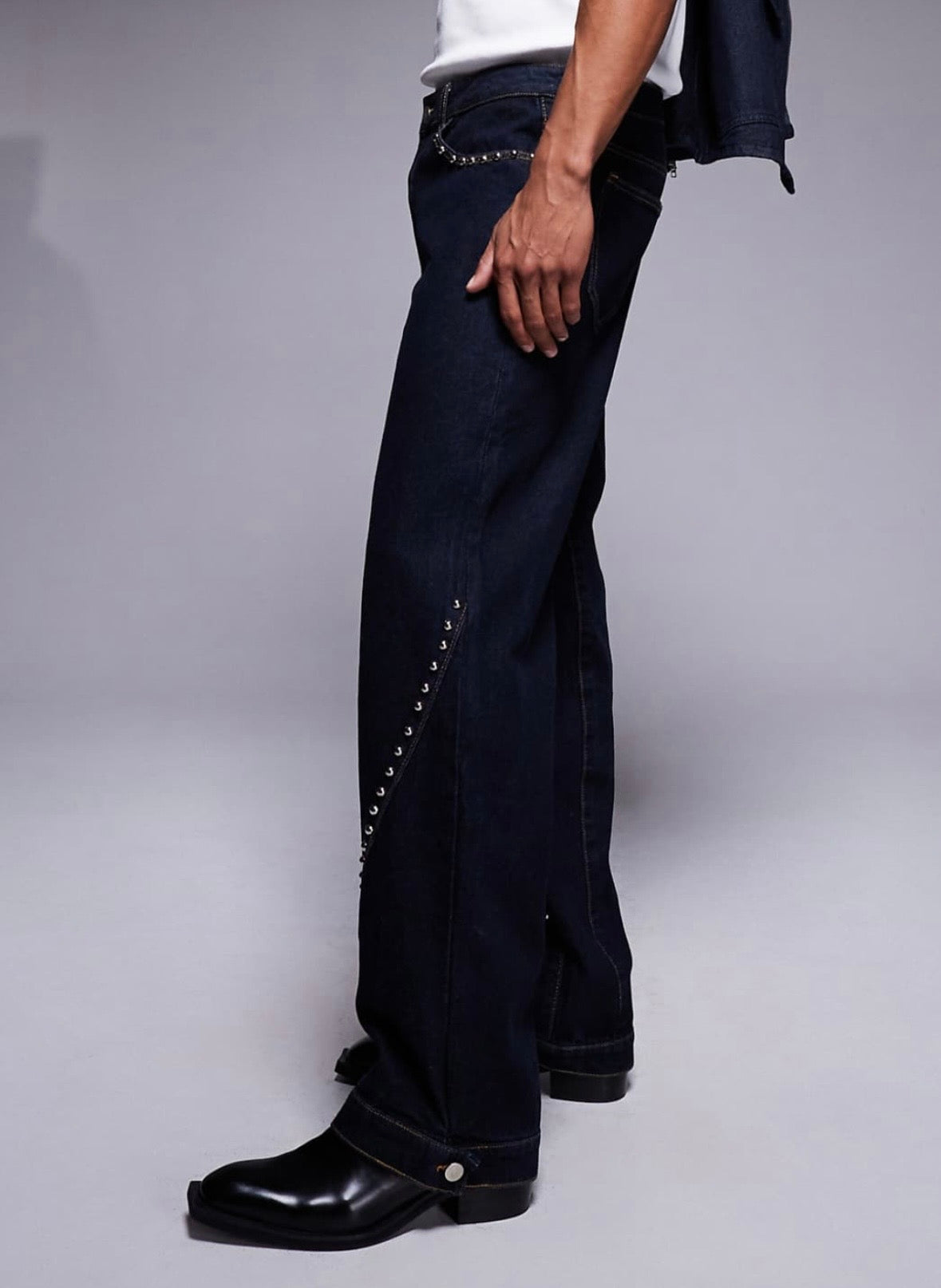 Liquor N Poker stud jeans in Indigo