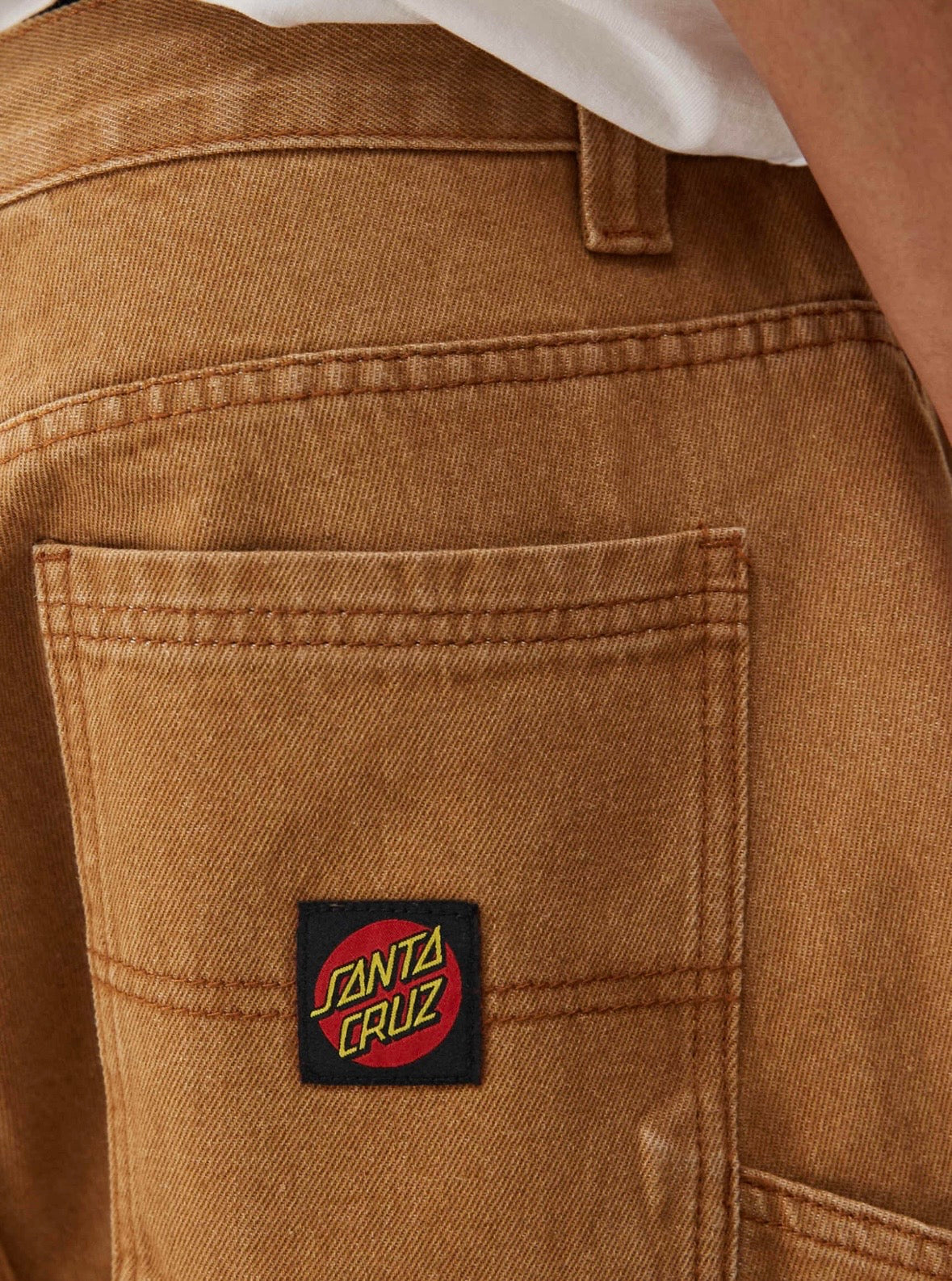 Santa Cruz carpenter big denim shorts in Washed Brown