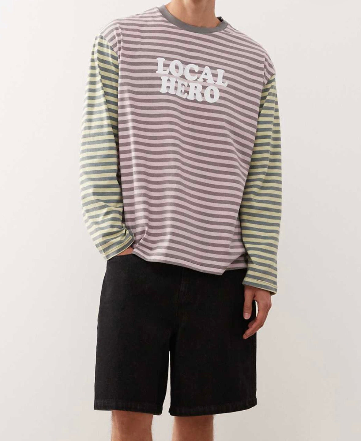 Reclaimed Vintage multi stripe long sleeve Tee with graphic