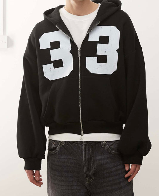 COLLUSION boxy zip through hoodie in Black