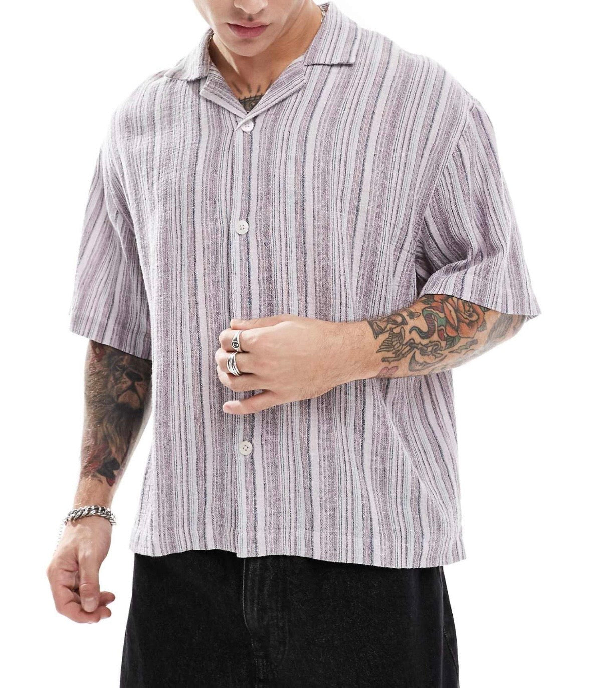 Cotton On short sleeve shirt in Pink multi stripe