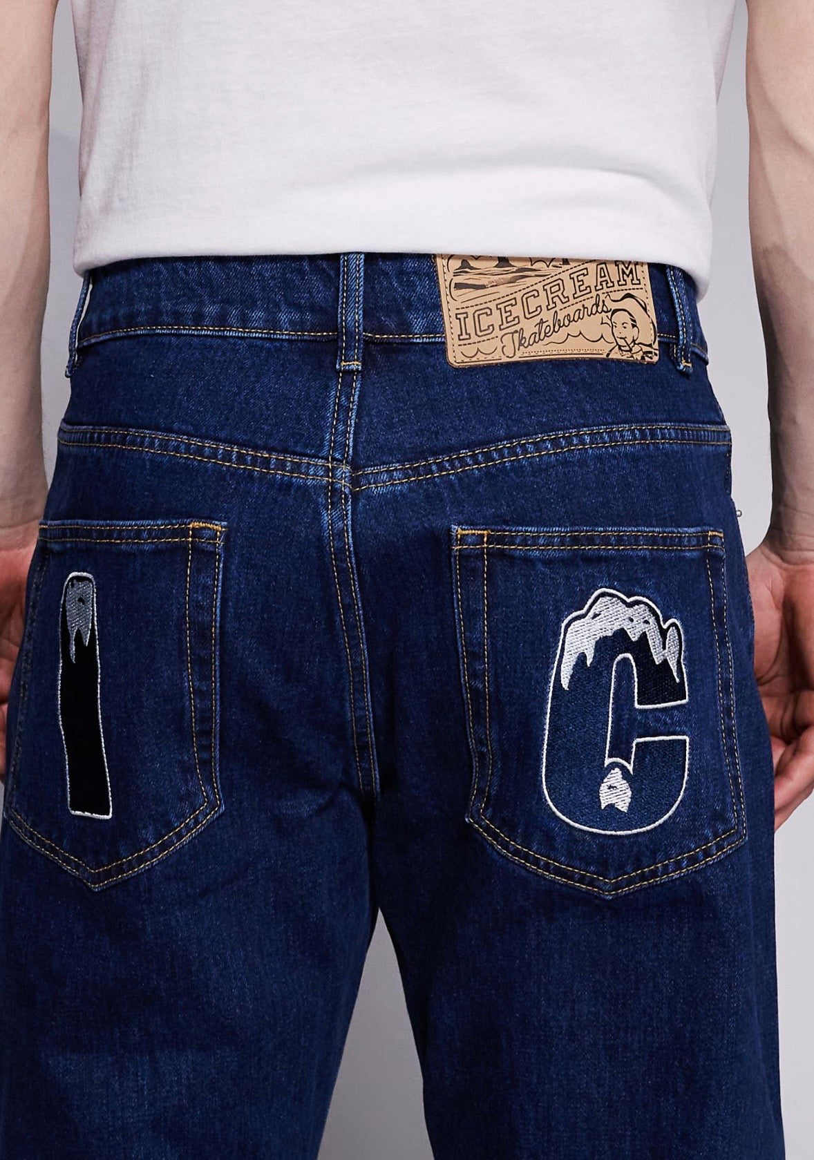 ICECREAM diamanté running dog jeans in Indigo