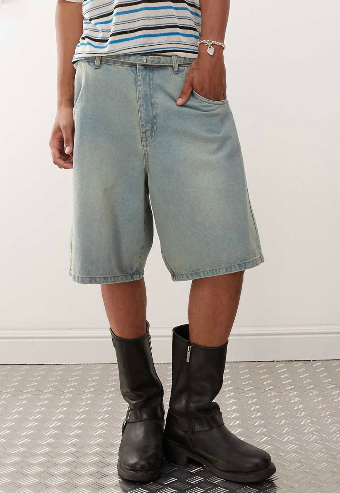 Prohibited Denim Jorts in Light Blue