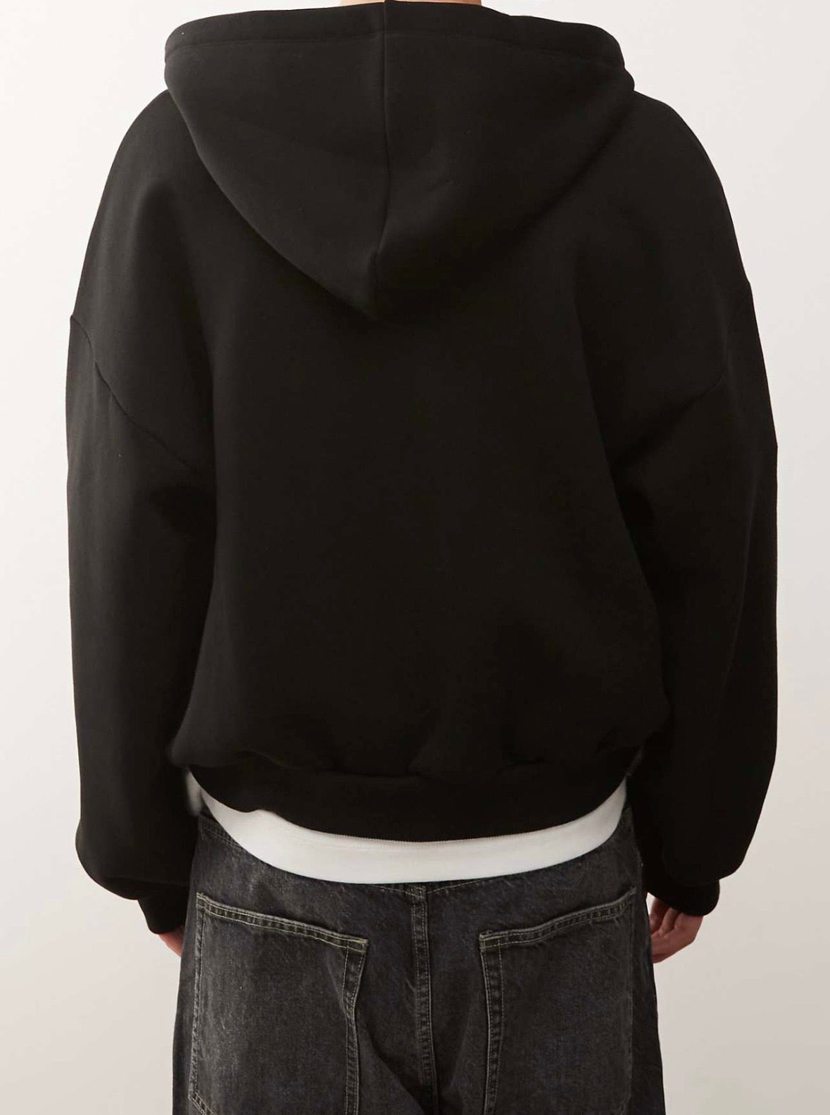 COLLUSION boxy zip through hoodie in Black