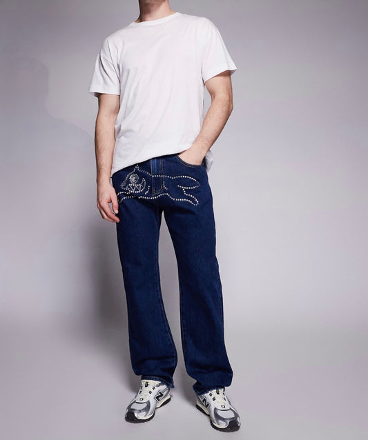 ICECREAM diamanté running dog jeans in Indigo