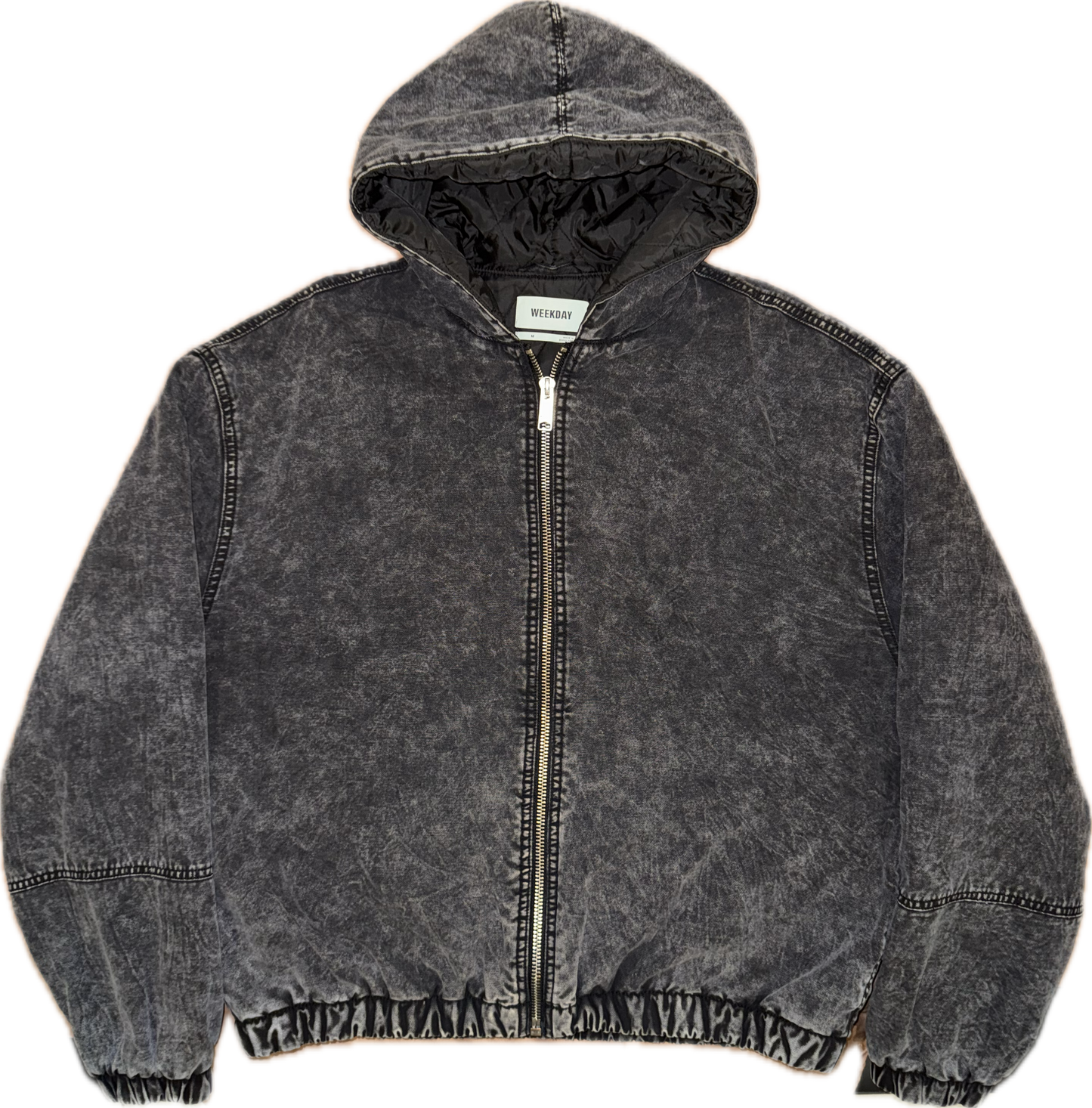 Weekday Remy Relaxed Fit Hooded Bomber Jacket in Grey wash