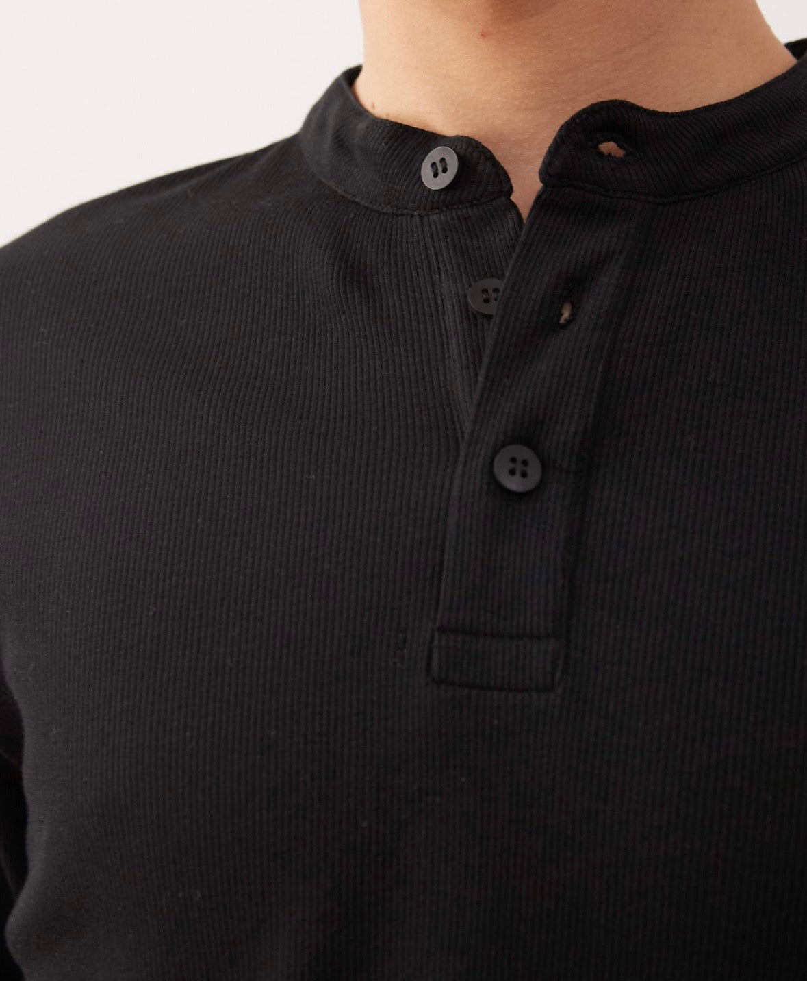 Reclaimed Vintage muscle fit long sleeve Henley Tee in black