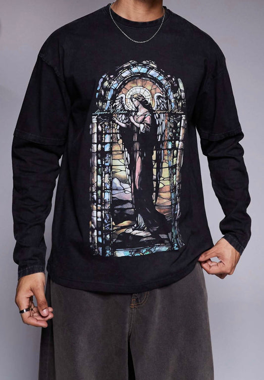 Liquor N Poker renaissance graphic long sleeve Tee in Grey