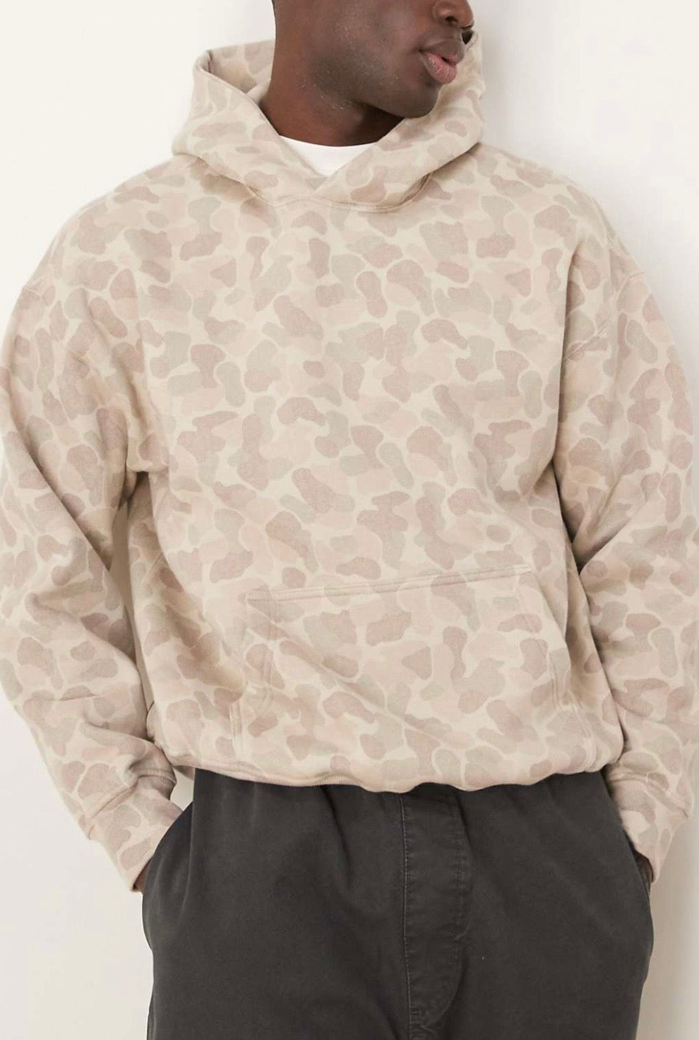 Abercrombie & Fitch Essentials hoodie in Beige Camo print