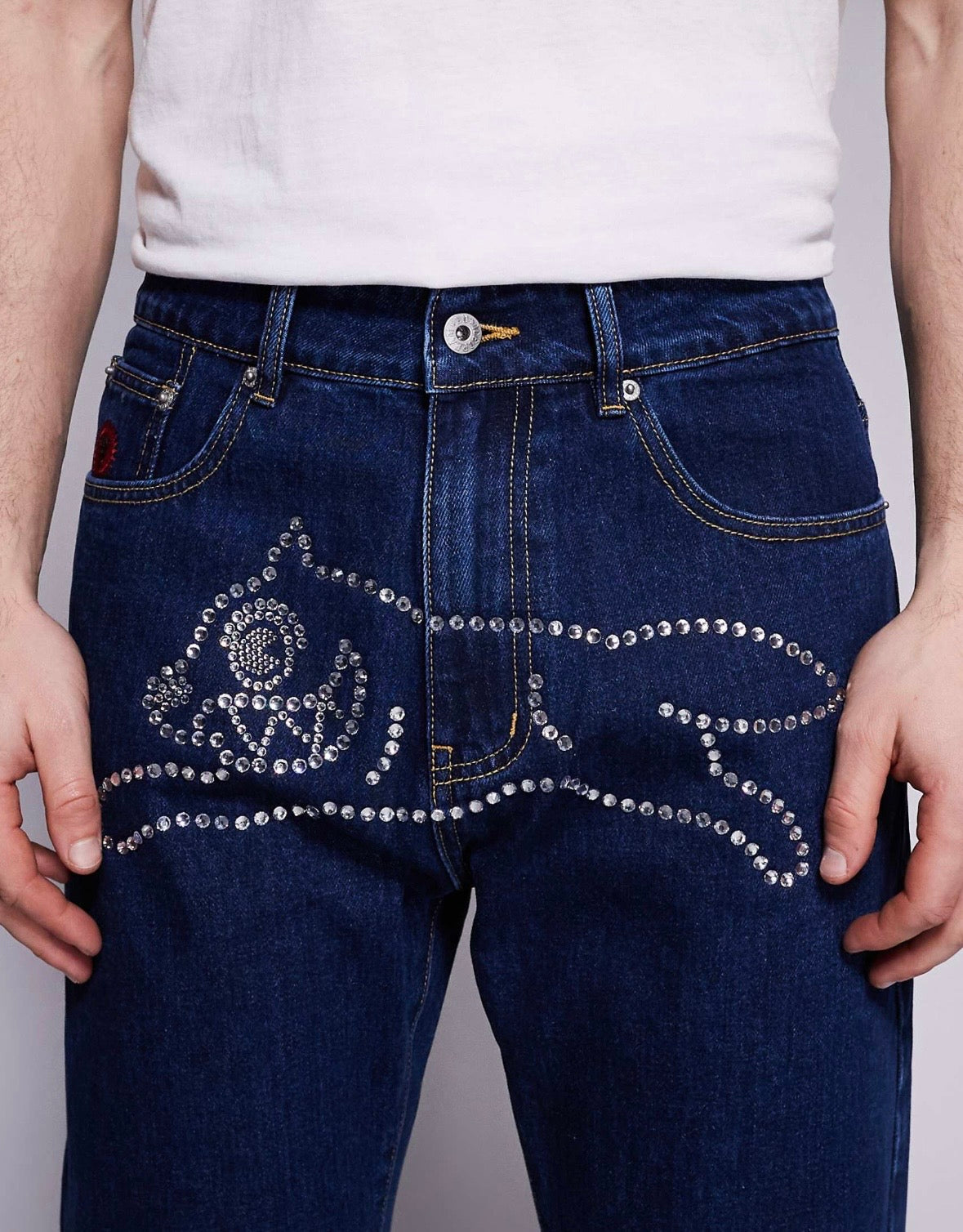ICECREAM diamanté running dog jeans in Indigo