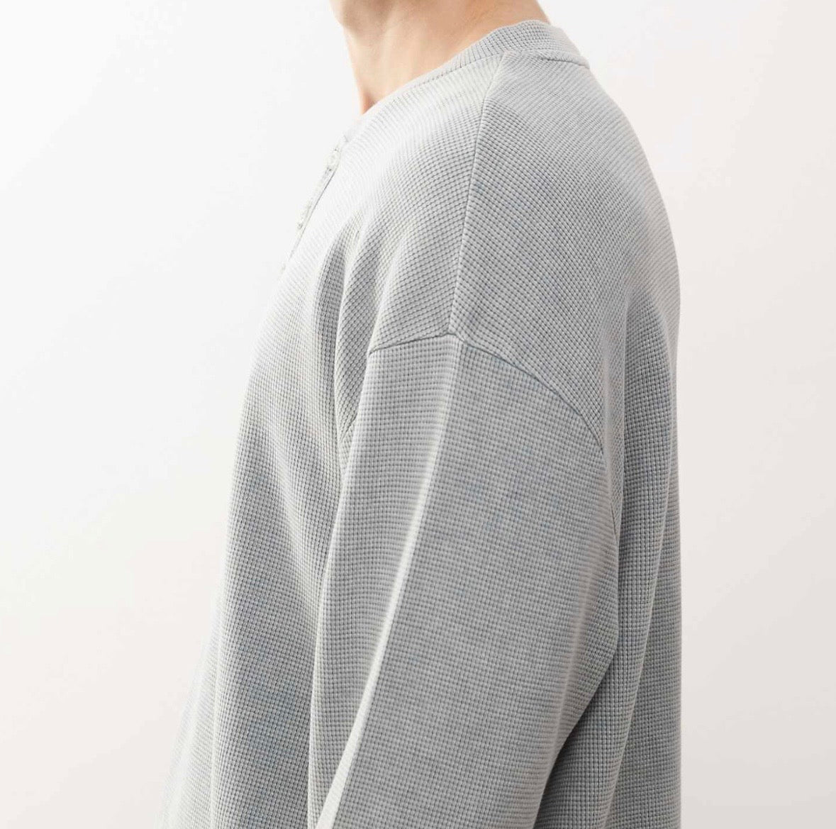 COLLUSION relaxed washed blue long sleeve Henley Tee