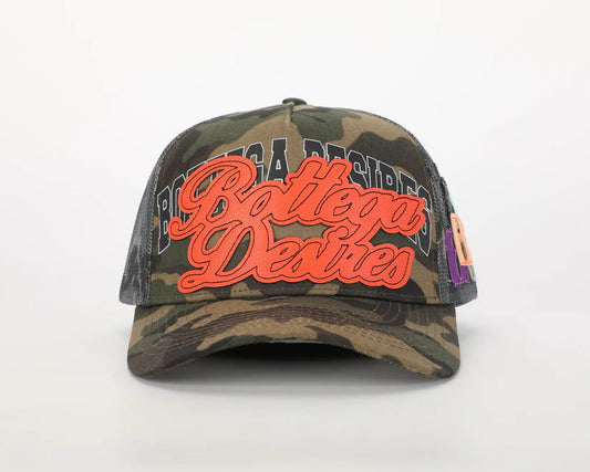 Bottega Desires Large Trucker Hat in Camo