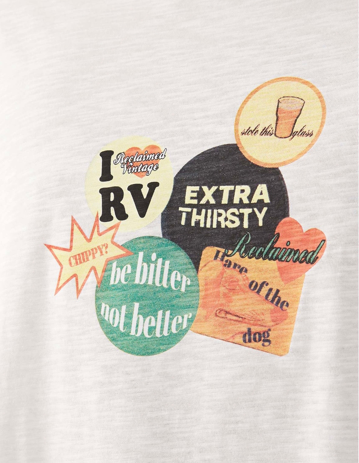 Reclaimed Vintage White Tee with sticker graphic & Green Long Sleeves