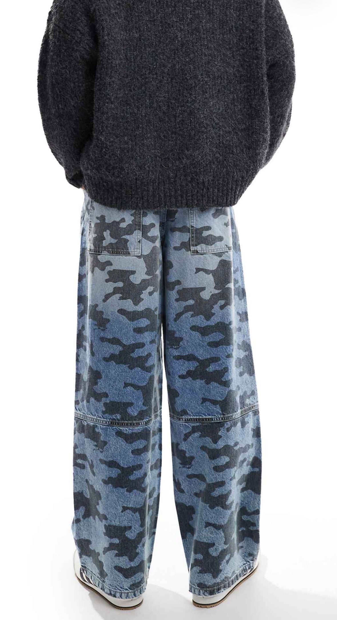 COLLUSION Baggy Jeans in Laser Print Camo