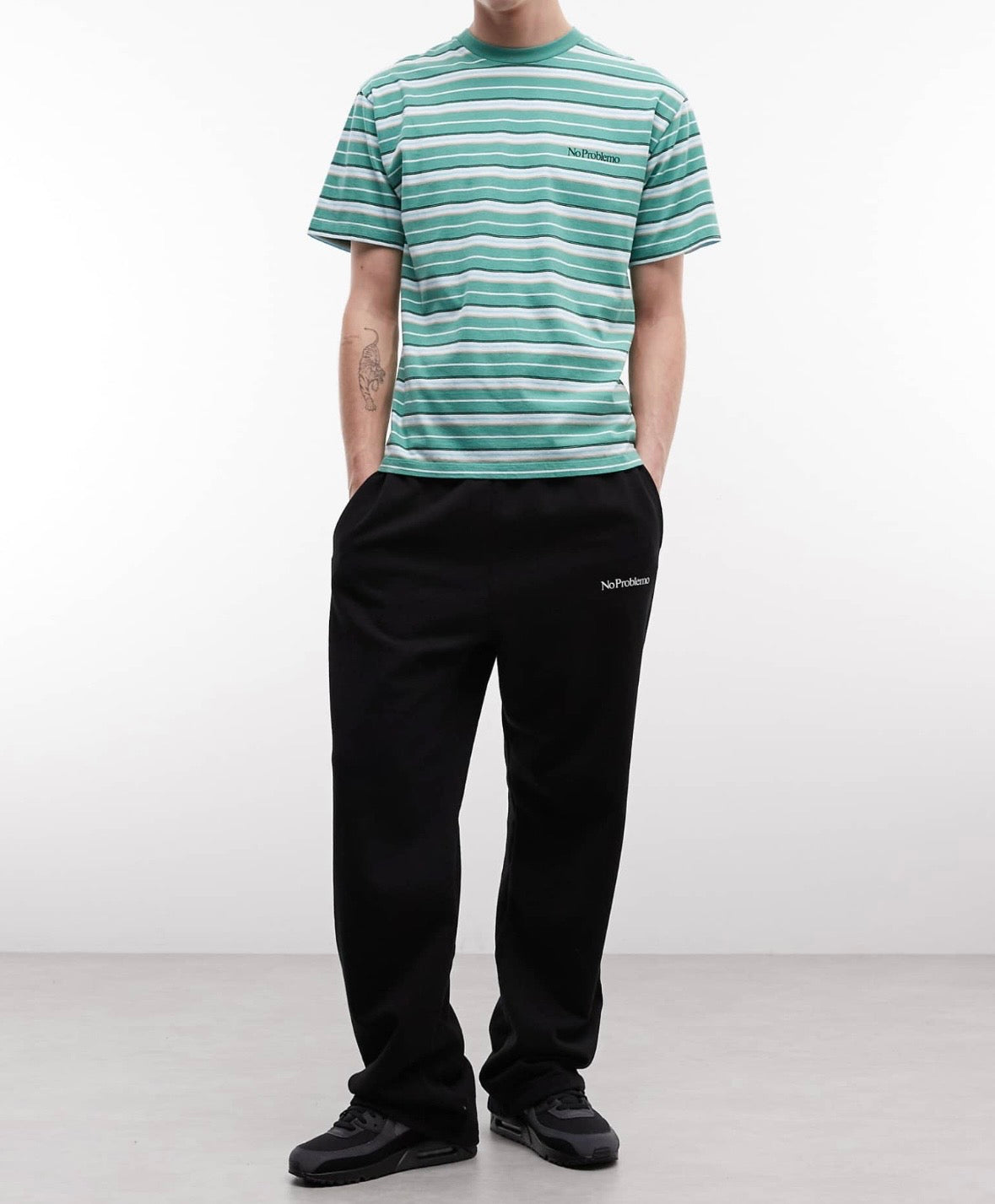 No Problemo 100% cotton logo straight leg joggers with tie waist in Black