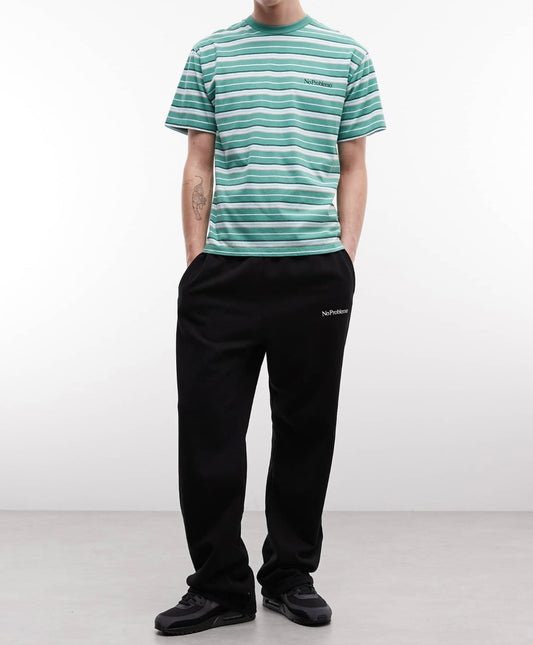 No Problemo 100% cotton logo straight leg joggers with tie waist in Black