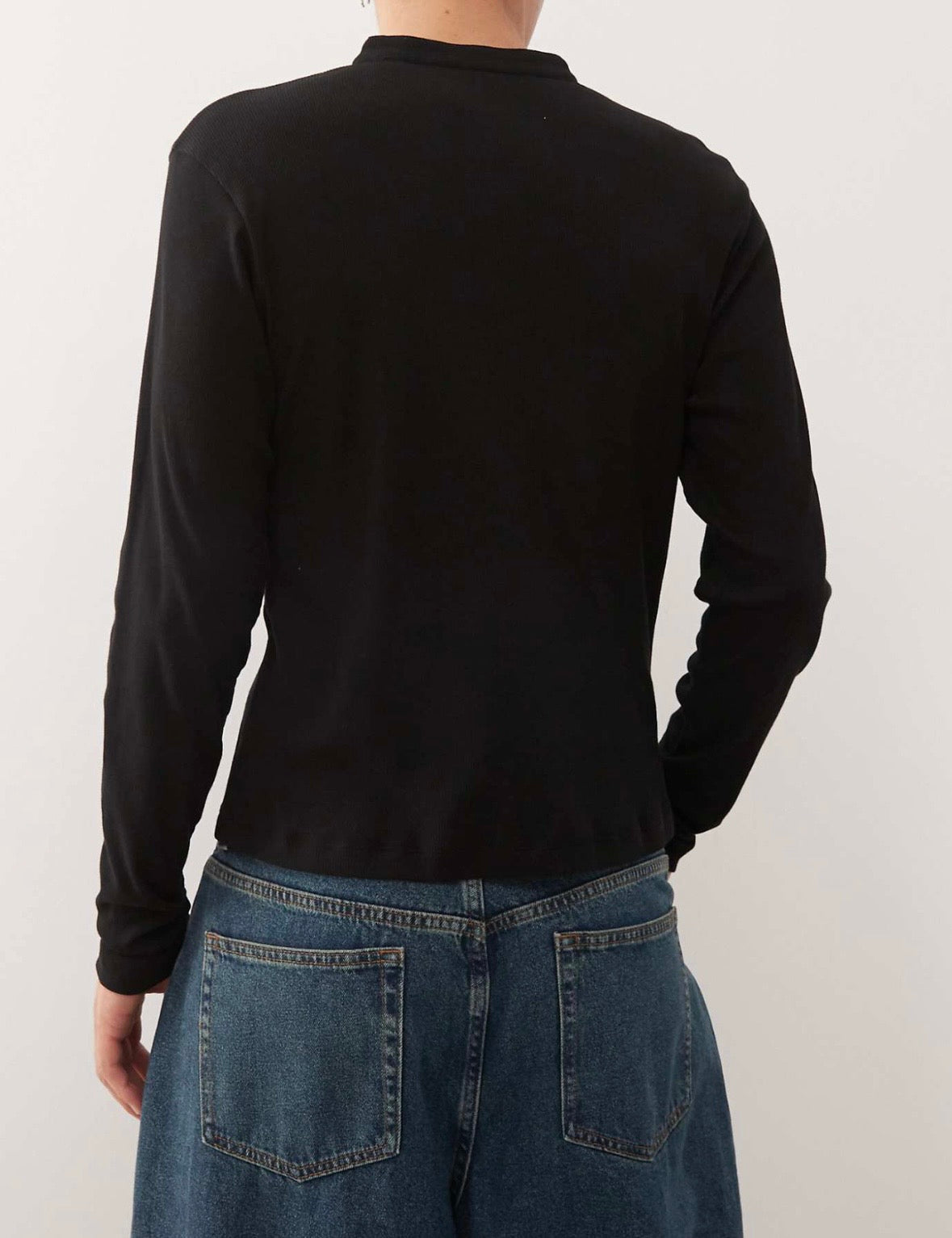 Reclaimed Vintage muscle fit long sleeve Henley Tee in black