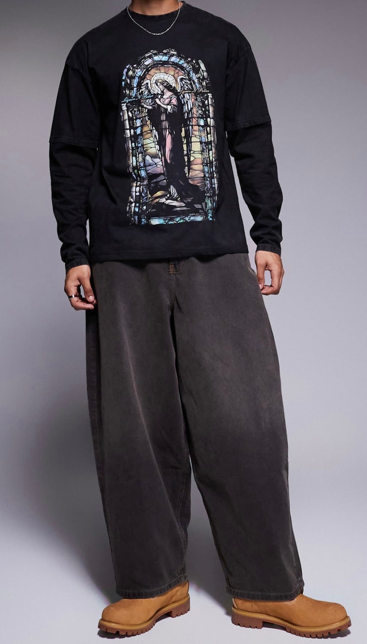 Liquor N Poker renaissance graphic long sleeve Tee in Grey