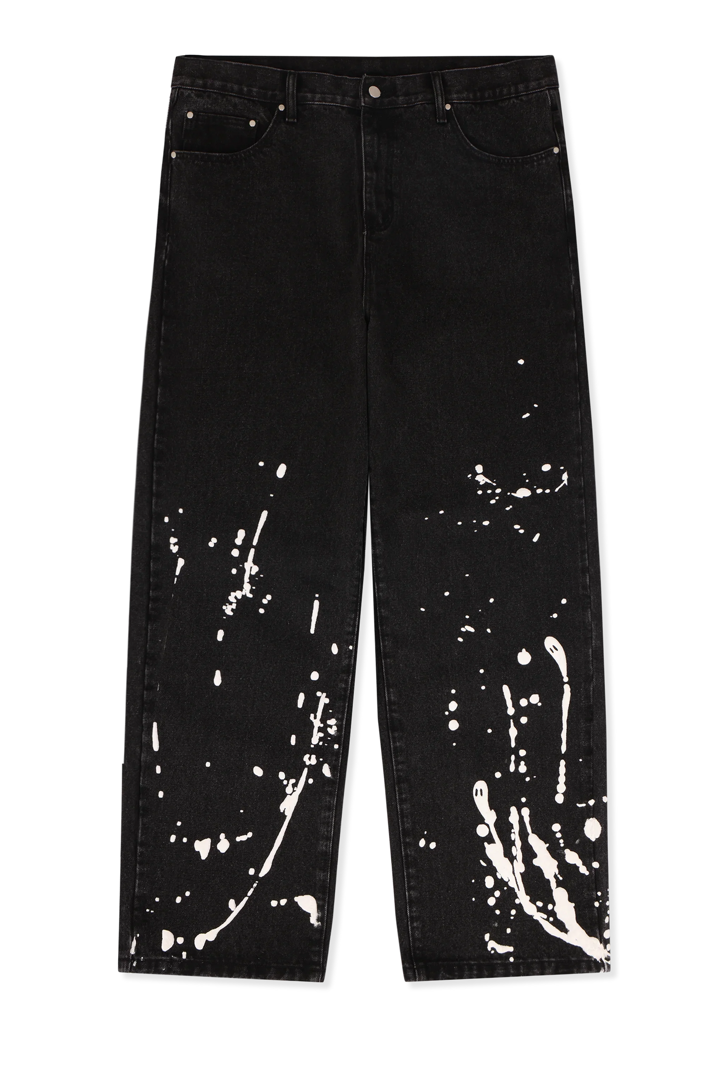WNTD Ghost Paint Denim Pants in Black wash
