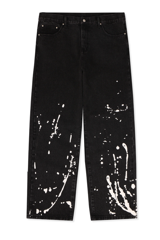 WNTD Ghost Paint Denim Pants in Black wash