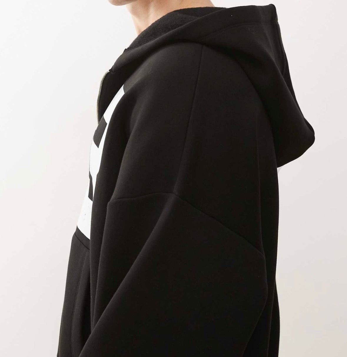 COLLUSION boxy zip through hoodie in Black