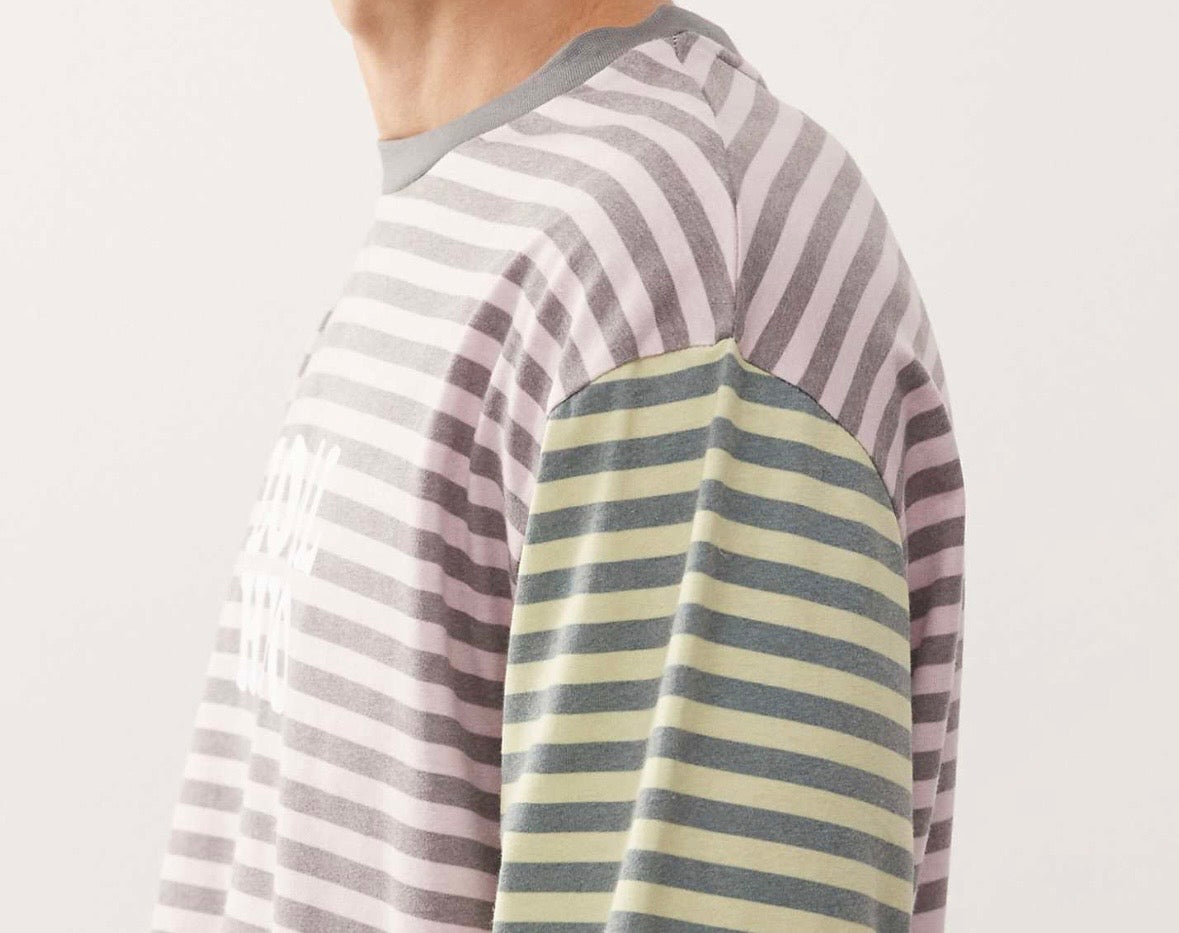 Reclaimed Vintage multi stripe long sleeve Tee with graphic