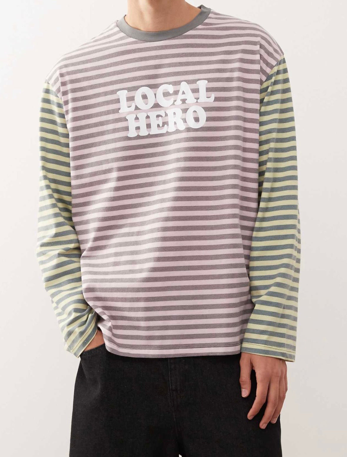 Reclaimed Vintage multi stripe long sleeve Tee with graphic