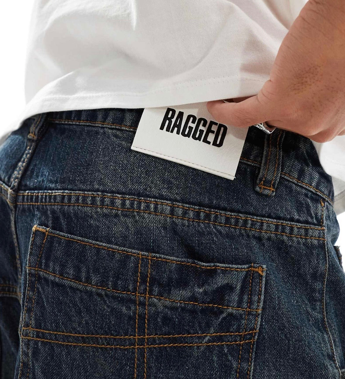The RAGGED PRIEST Wide Fit Jeans in Dark Blue Dirty Wash