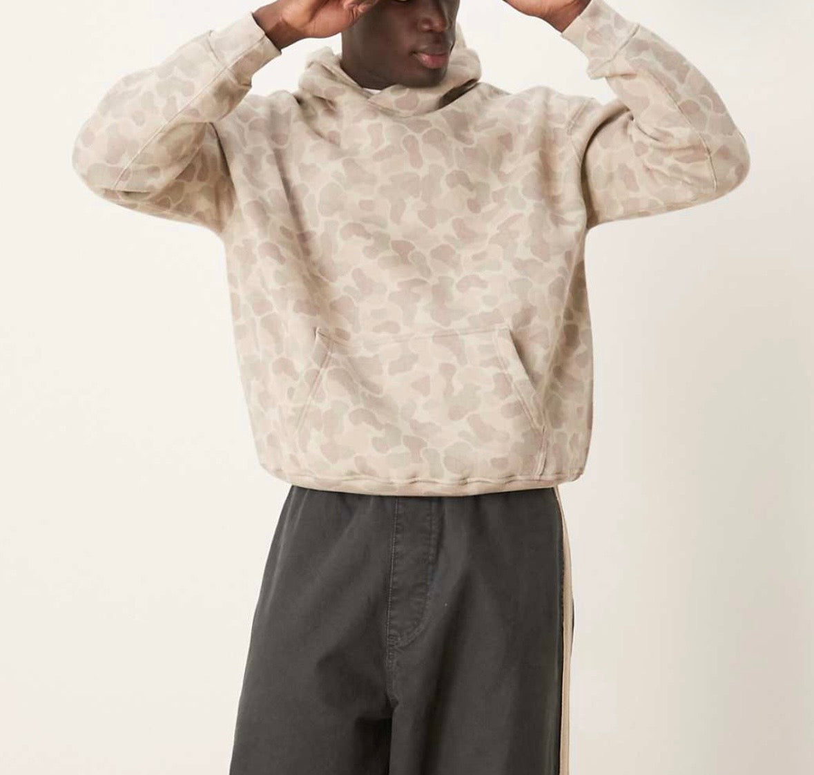 Abercrombie & Fitch Essentials hoodie in Beige Camo print