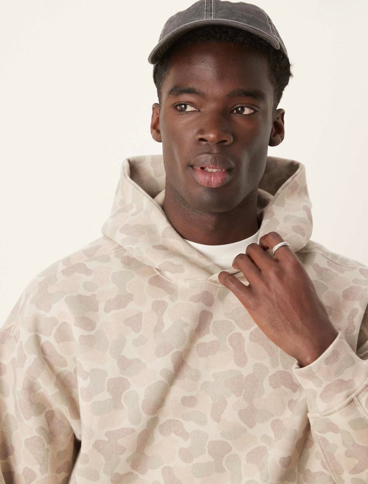 Abercrombie & Fitch Essentials hoodie in Beige Camo print