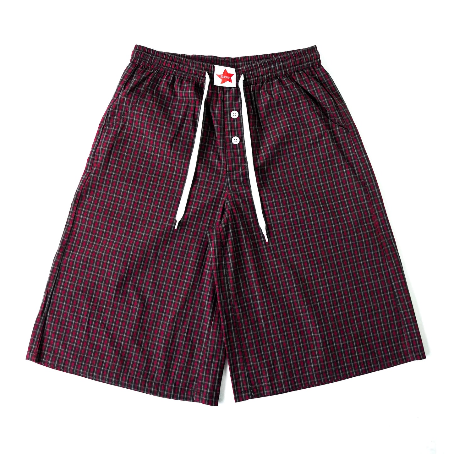 SNS Long Boxer Shorts in Red Plaid