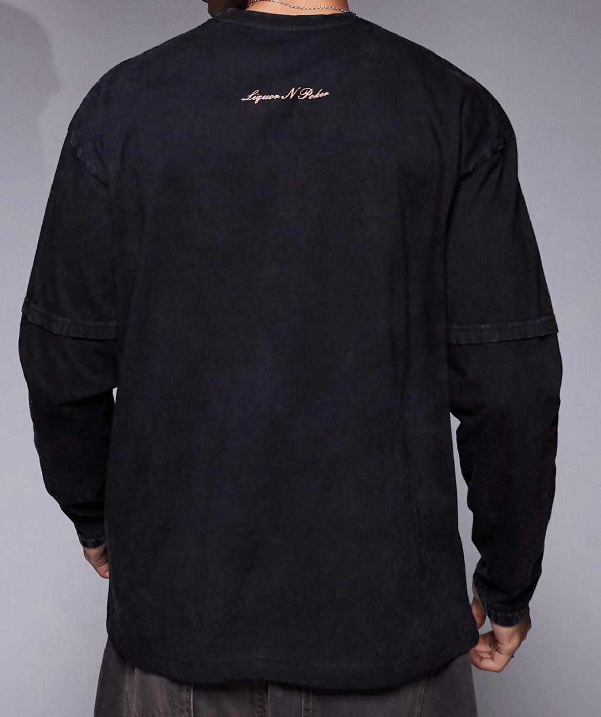 Liquor N Poker renaissance graphic long sleeve Tee in Grey