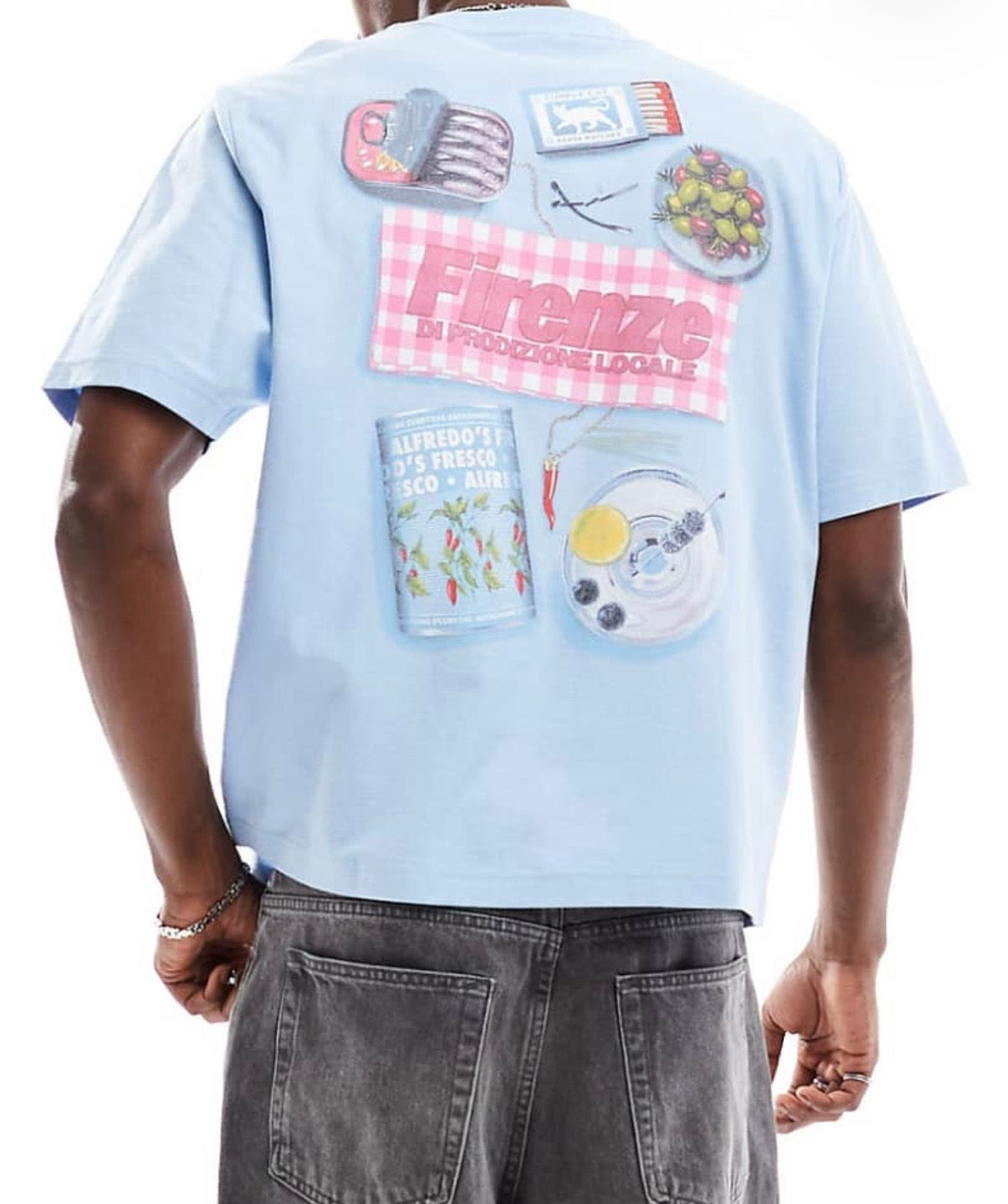 Cotton On Cropped fit graphic Tee in Pearl blue