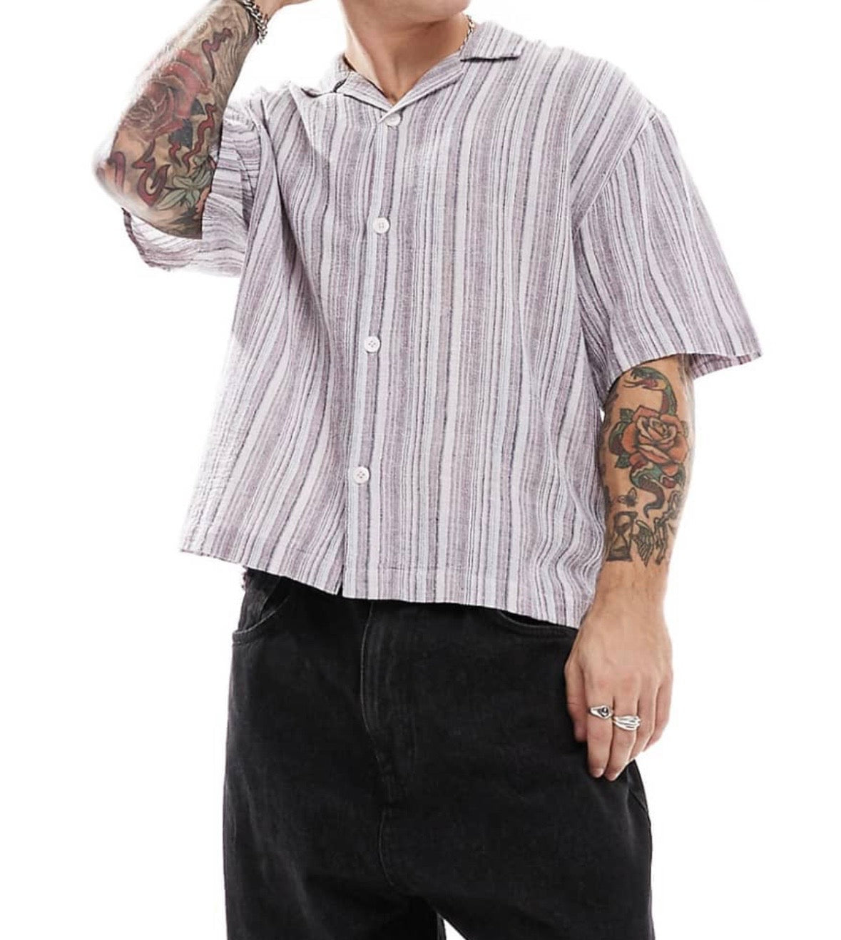 Cotton On short sleeve shirt in Pink multi stripe