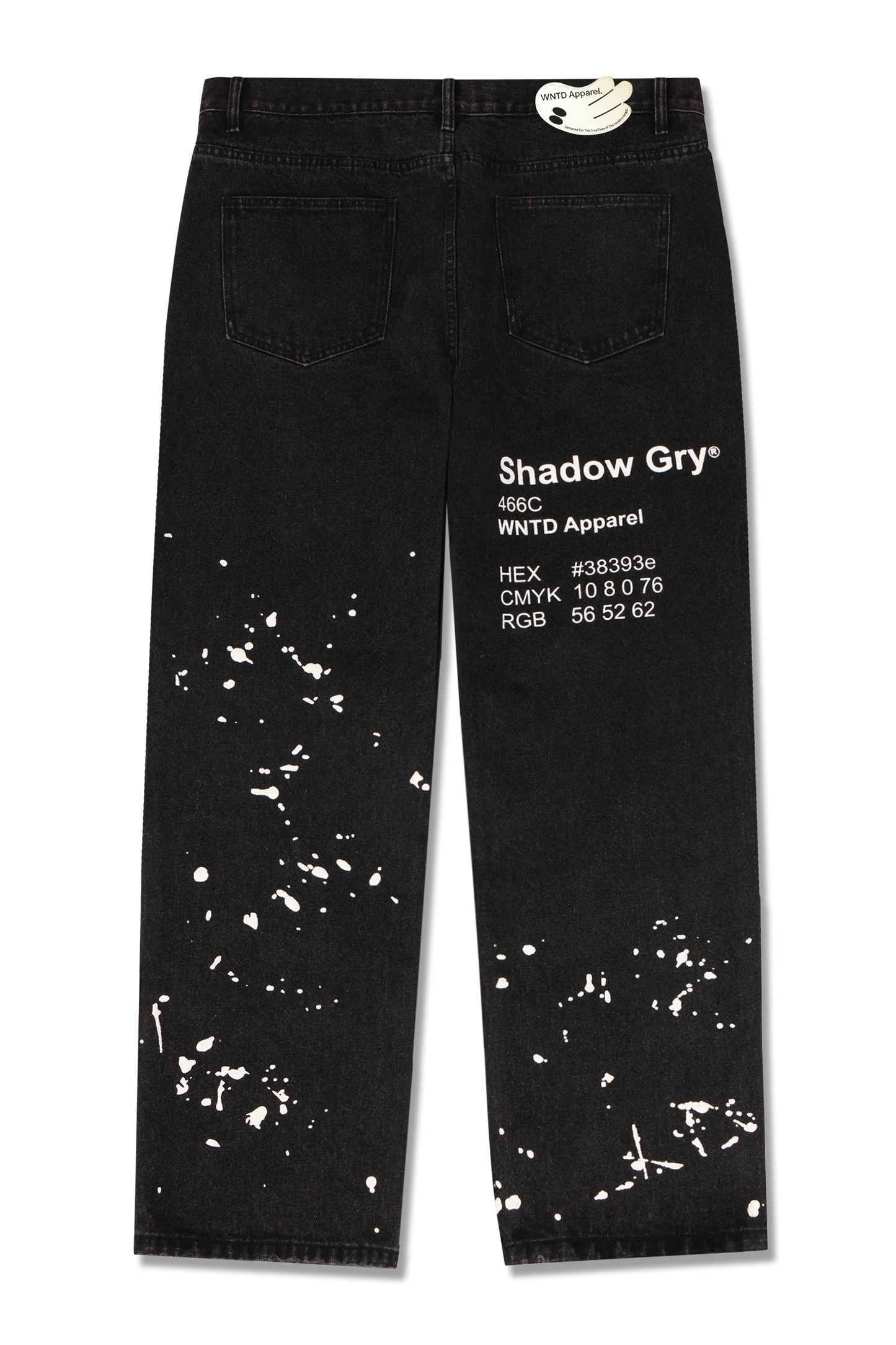 WNTD Ghost Paint Denim Pants in Black wash