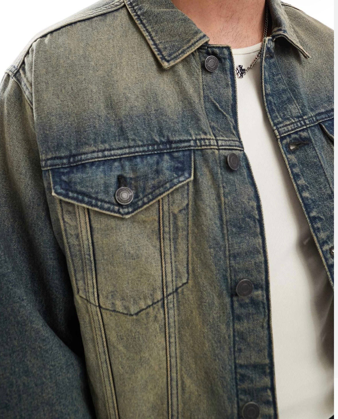 Cotton-On Grunge Denim Jacket in y2k washed Blue
