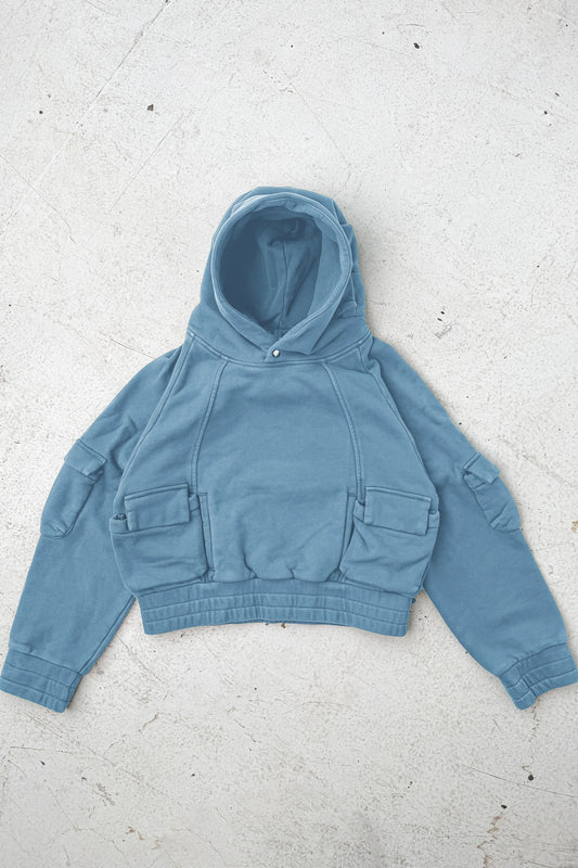 Kody Phillips Pullover Cargo Hoodie in Baby Blue